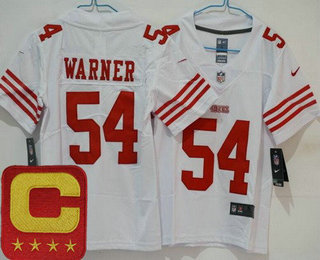 Youth San Francisco 49ers #54 Fred Warner Limited White C Patch Vapor Jersey