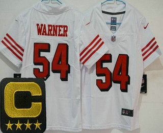 Youth San Francisco 49ers #54 Fred Warner Limited White Throwback C Patch Vapor Jersey