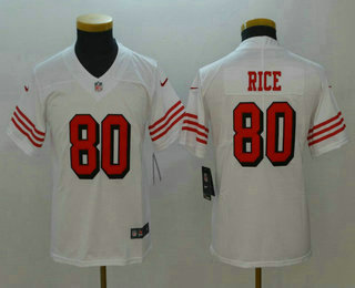 Youth San Francisco 49ers #80 Jerry Rice White 2018 Color Rush Vapor Untouchable Limited Jersey