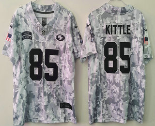 Youth San Francisco 49ers #85 George Kittle Arctic Camo 2024 FUSE Salute to Service Limited Stitched Jersey