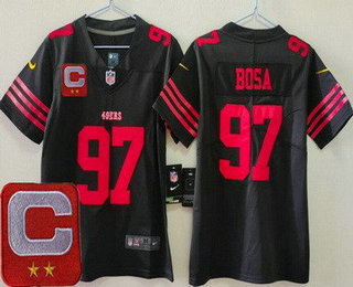 Youth San Francisco 49ers #97 Nick Bosa Limited Black C Patch Vapor Jersey