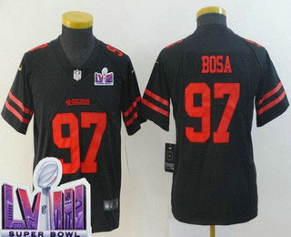 Youth San Francisco 49ers #97 Nick Bosa Limited Black LVIII Super Bowl Vapor Jersey