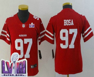 Youth San Francisco 49ers #97 Nick Bosa Limited Red LVIII Super Bowl Vapor Jersey