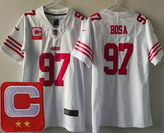 Youth San Francisco 49ers #97 Nick Bosa Limited White C Patch Vapor Jersey