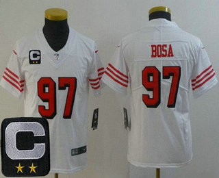 Youth San Francisco 49ers #97 Nick Bosa Limited White Throwback C Patch Vapor Jersey