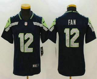 Youth Seattle Seahawks #12 12th Fan Navy Blue 2017 Vapor Untouchable Stitched NFL Nike Limited Jersey