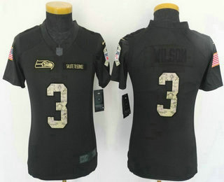 Youth Seattle Seahawks #3 Russell Wilson Black Anthracite 2016 Salute To Service Stitched NFL Nike Limited Jersey