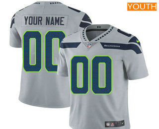 Youth Seattle Seahawks Custom Vapor Untouchable Gray Alternate NFL Nike Limited Jersey