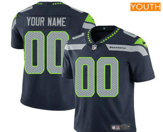 Youth Seattle Seahawks Custom Vapor Untouchable Navy Blue Team Color NFL Nike Limited Jersey