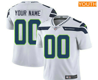 Youth Seattle Seahawks Custom Vapor Untouchable White Road NFL Nike Limited Jersey