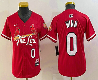 Youth St Louis Cardinals #0 Masyn Winn Red 2024 City Connect Limited Stitched Baseball Jersey