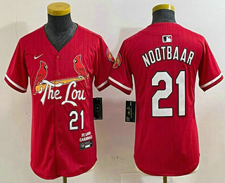Youth St Louis Cardinals #21 Lars Nootbaar Red 2024 City Connect Limited Stitched Baseball Jersey