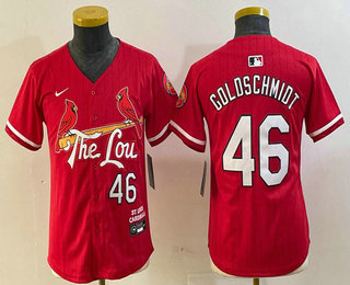 Youth St Louis Cardinals #46 Paul Goldschmidt Red 2024 City Connect Limited Stitched Baseball Jersey