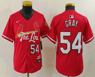 Youth St Louis Cardinals #54 Sonny Gray Red 2024 City Connect Limited Stitched Baseball Jersey