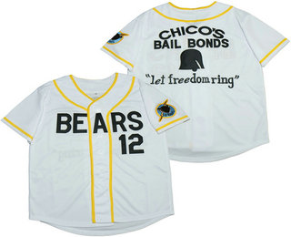Youth Stitched Bad News BEARS Movie Chicos Bail Bonds Retro #12 Button Down Baseball Jersey