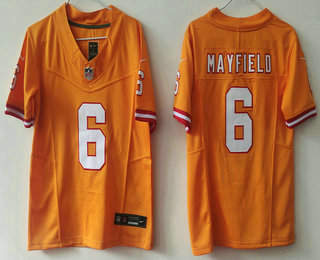 Youth Tampa Bay Buccaneers #6 Baker Mayfield Limited Orange Throwback FUSE Vapor Jersey