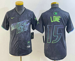Youth Tampa Bay Rays #15 Josh Lowe Charcoal 2024 City Connect Limited Stitched Jersey