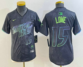 Youth Tampa Bay Rays #15 Josh Lowe Number Charcoal 2024 City Connect Limited Stitched Jersey