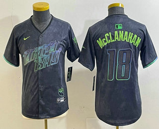 Youth Tampa Bay Rays #18 Shane McClanahan Charcoal 2024 City Connect Limited Stitched Jersey