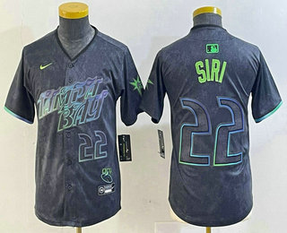 Youth Tampa Bay Rays #22 Jose Siri Number Charcoal 2024 City Connect Limited Stitched Jersey