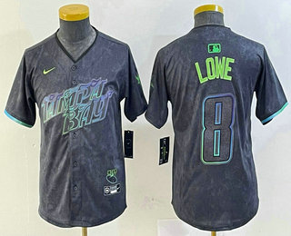 Youth Tampa Bay Rays #8 Brandon Lowe Charcoal 2024 City Connect Limited Cool Base Jersey