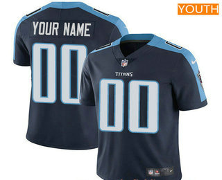 Youth Tennessee Titans Custom Vapor Untouchable Navy Blue Alternate NFL Nike Limited Jersey