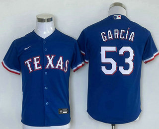 Youth Texas Rangers #53 Adolis Garcia Royal Team Logo Cool Base Jersey