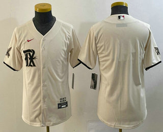 Youth Texas Rangers Blank Cream 2023 City Connect Stitched Baseball Jersey 01