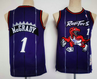 Youth Toronto Raptors #1 Tracy McGrady 1998-99 Purple Hardwood Classics Swingman Throwback Jersey