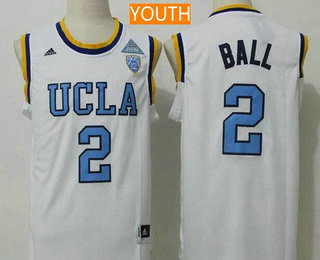 Youth UCLA Bruins #2 Lonzo Ball White College Basketball 2017 adidas Swingman Stitched NCAA Jersey