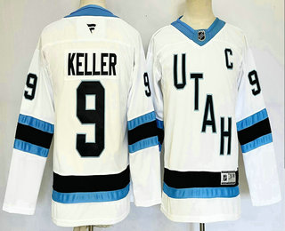 Youth Utah Hockey Club #9 Clayton Keller White 2024 With C Patch Stitched Jersey