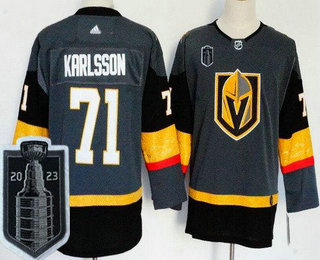 Youth Vegas Golden Knights #71 William Karlsson Gray 2023 Stanley Cup Final Authentic Jersey