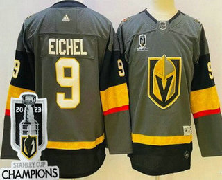 Youth Vegas Golden Knights #9 Jack Eichel Gray 2023 Stanley Cup Champions Authentic Jersey