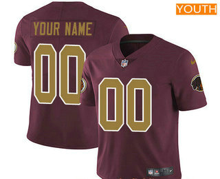 Youth Washington Redskins Custom Vapor Untouchable Red with Gold NFL Nike Limited Jersey